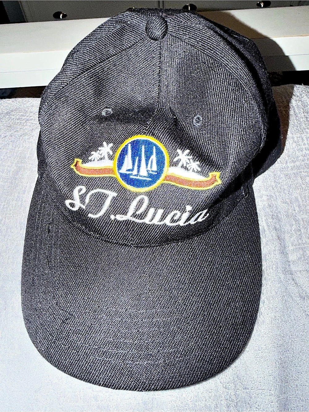 St. Lucia Embroidered Black Baseball Cap